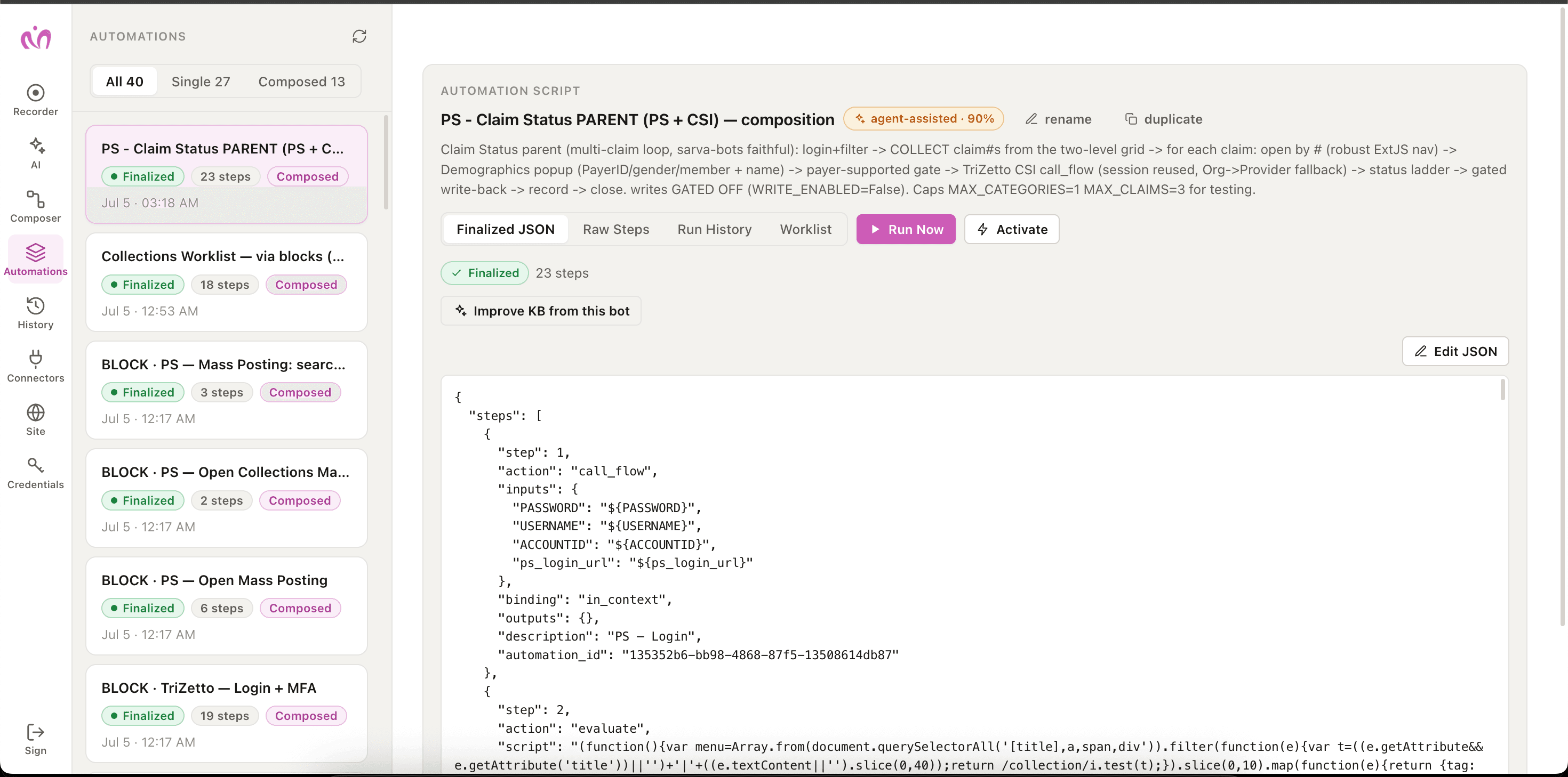 The composer: multi-step flows built from reusable blocks