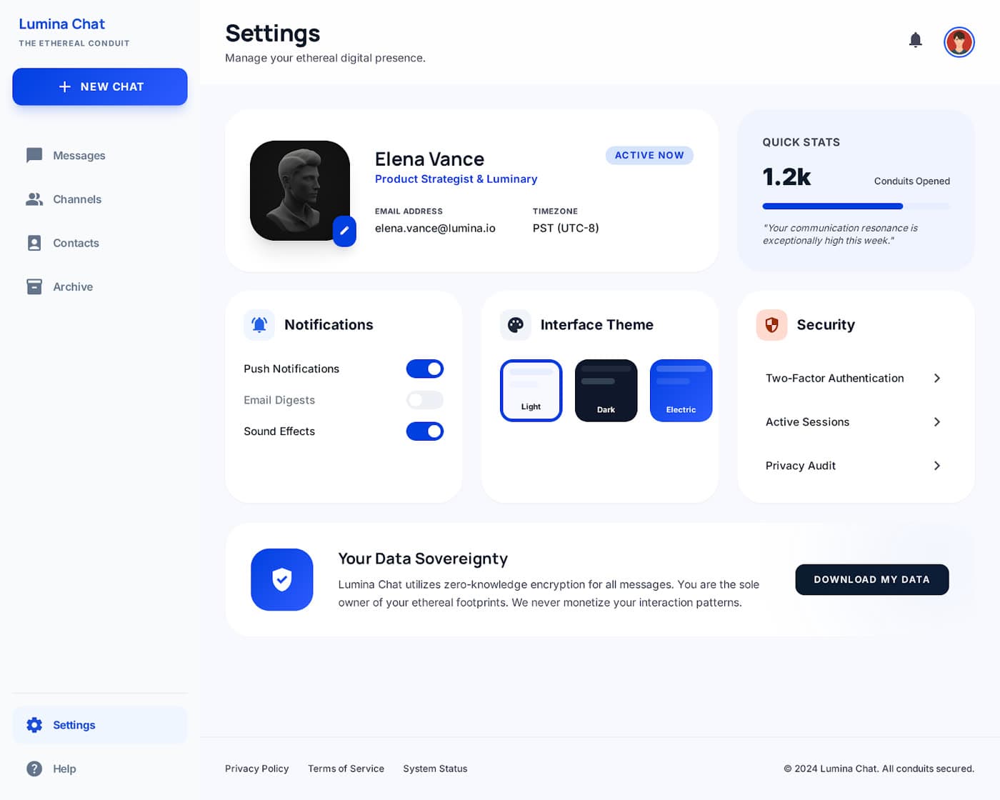 Settings and profile